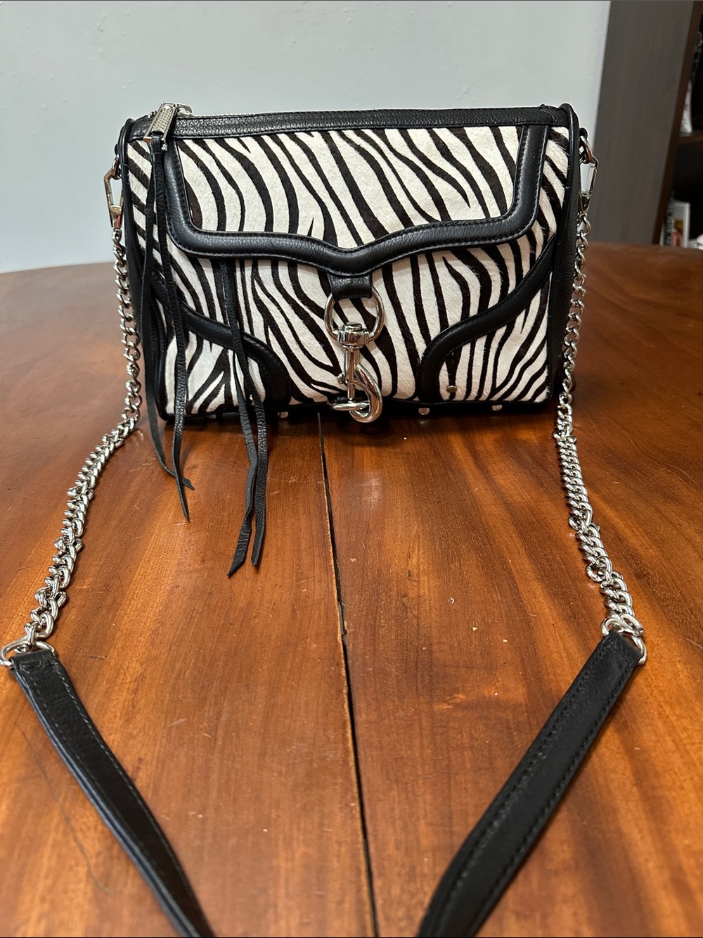 Rebecca Minkoff M.A.C. Zebra Print Calf Hair Crossbody Bag.